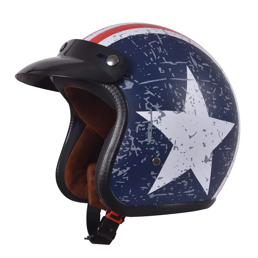 Vintage Captain America' Open Face DOT Motorcycle Helmet – The Bikers Bounty
