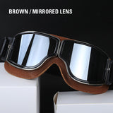 Vintage Style Leather Motorcycle Goggles