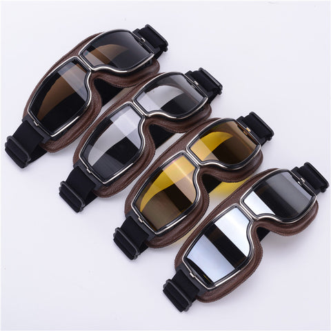 Vintage Style Leather Motorcycle Goggles