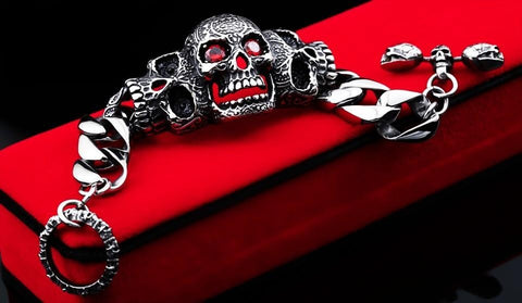 Red skull bracelet hotsell